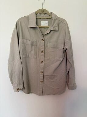 Thread & Supply Neutral Taupe Collared Shirt Jacket